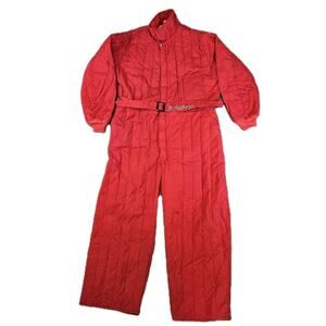 Vintage Mens Red Insulated Coveralls Skagway Red Hunting Suit USA Size XL